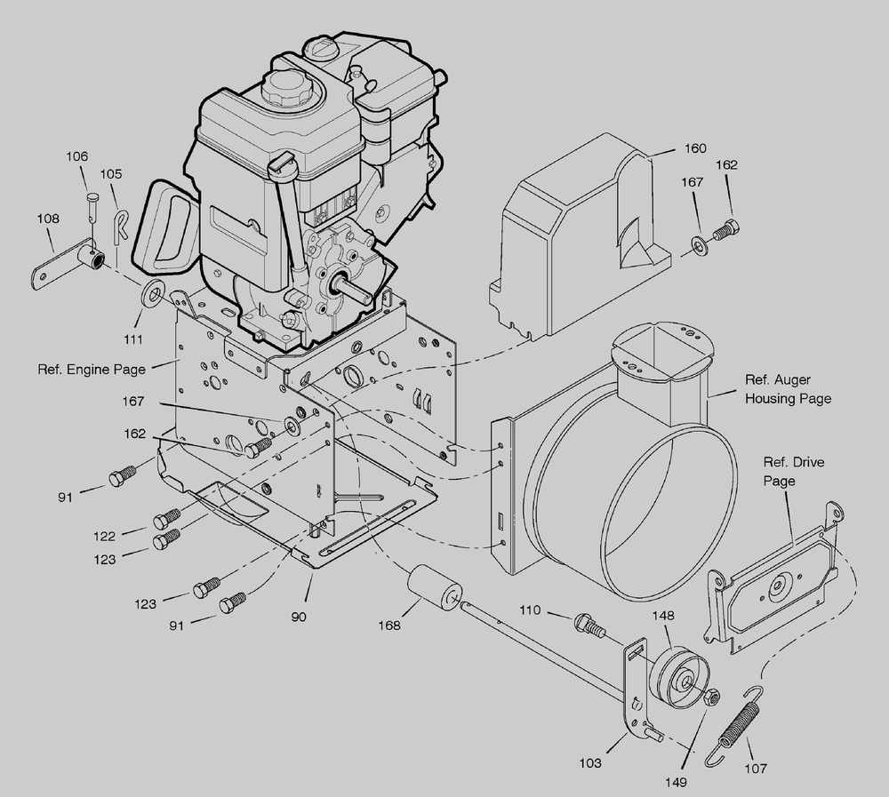 Frame Diagram and Parts List for 629106X61A 2005 Briggs and Stratton Snow Blower